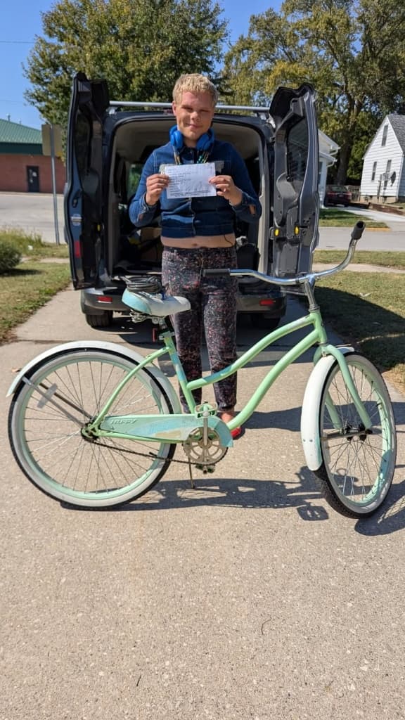 Happy Bike Receipient